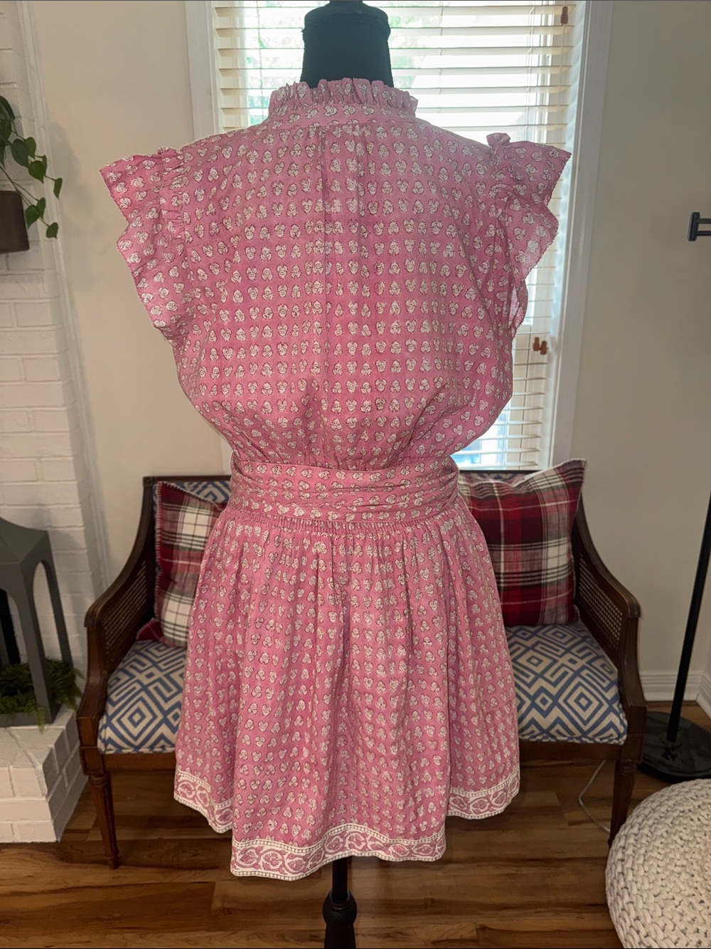 NWT MAREA by Liz Joy Pink Floral Tie-Waist Cap Sleeve Mini Dress - Picture 6 of 11